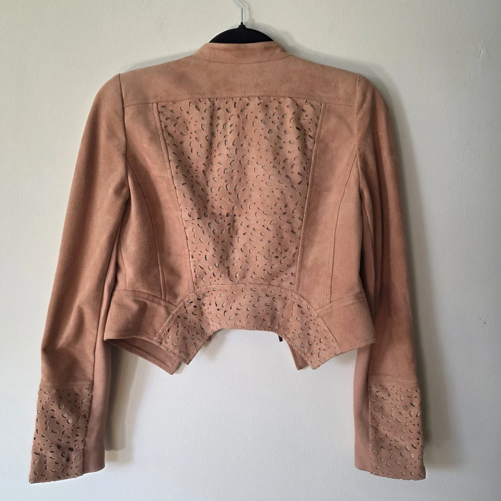 BCBGMAXAZRIA – Skyler Laser Cut Faux Suede Jacket - Picture 6 of 7